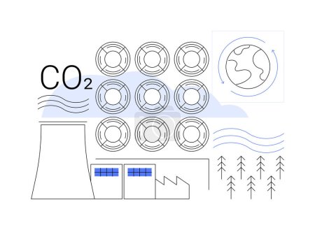 Illustration for Carbon capture abstract concept vector illustration. Carbon capture and storage process, ecology environment, modern purification system, major source of gas emissions abstract metaphor. - Royalty Free Image