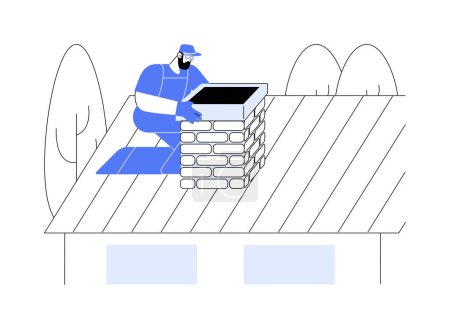 Illustration for Chimney inspection abstract concept vector illustration. Repairman checking chimney of new private house, residential area checking, inspection service, provide property safety abstract metaphor. - Royalty Free Image
