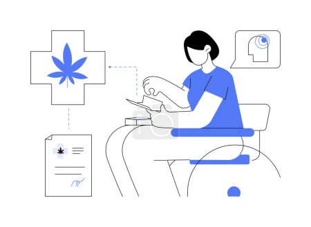 Illustration for Medical cannabis pain relief abstract concept vector illustration. Disabled person using medical marijuana, chronic pain treatment, herbal drug, cannabis for medical purposes abstract metaphor. - Royalty Free Image