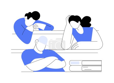 Illustration for Boring lecture isolated cartoon vector illustrations. Group of students feeling bored at lecture, demotivated young people, modern educational process, university classes vector cartoon. - Royalty Free Image