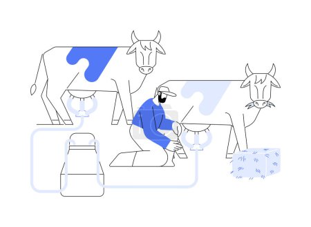 Téléchargez les illustrations : Vaches laitières concept abstrait illustration vectorielle. Producteur vaches laitières sur ranch, ouvrier agricole, élevage laitier, secteur de production, élevage d'animaux, élevage métaphore abstraite. - en licence libre de droit