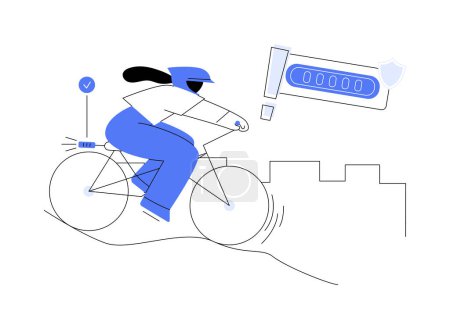 Illustration for Bicycle smart brake sensor abstract concept vector illustration. Athlete riding a smart bike, usage of smart brake sensor, make a stop, modern technologies in personal transport abstract metaphor. - Royalty Free Image