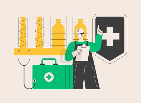 Illustration for Occupational health abstract concept vector illustration. Occupational service, injury prevention, employee health and safety, OSH, workplace assessment, safe labor conditions abstract metaphor. - Royalty Free Image