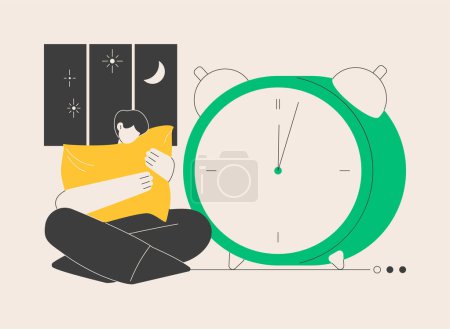 Illustration for Sleep deprivation abstract concept vector illustration. Insomnia symptom, sleep loss, deprivation problem, mental health, cause and treatment, clinical diagnostic, sleeplessness abstract metaphor. - Royalty Free Image