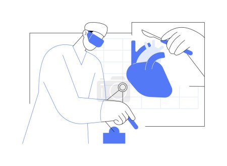 Ilustración de Aprende cirugía en ilustraciones de vectores de dibujos animados aislados VR. Los trabajadores médicos estudian la cirugía utilizando modelos 3D, realidad virtual y aumentada, tecnología moderna, dibujos animados vector de innovación sanitaria. - Imagen libre de derechos