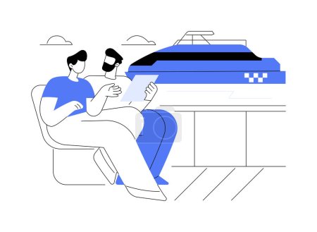 Illustration for Water taxi ride abstract concept vector illustration. Smiling friends riding a water taxi together, commercial marine transportation, sea transport, ferry passengers abstract metaphor. - Royalty Free Image