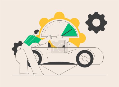 Illustration for Car tuning abstract concept vector illustration. Racing car turbo tuning, auto body shop, vehicle music upgrade, automobile style and design, sports car repair service abstract metaphor. - Royalty Free Image