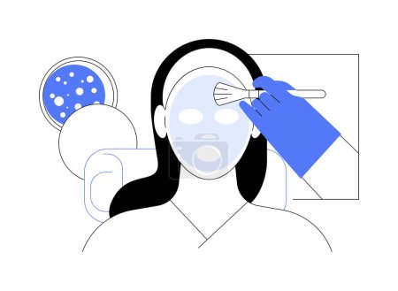 Illustration for Face mask isolated cartoon vector illustrations. Young woman receiving chemical peel on her face, appearance care, skin treatment process, beauty procedures, peeling in a salon vector cartoon. - Royalty Free Image