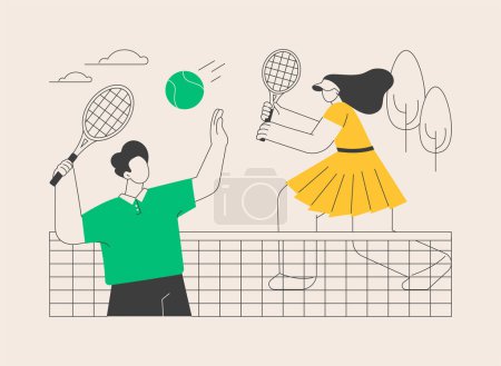 Tennis camp abstract concept vector illustration. Summer sport camp, tennis academy, junior training, kids specialty vacation program, physical activity, private instructor abstract metaphor.
