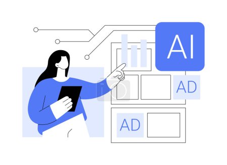A-B Testing and AI-Refined Marketing abstract concept vector illustration. Marketing and Advertising. Optimize A-B tests, marketing performance based on results AI Technology. abstract metaphor.