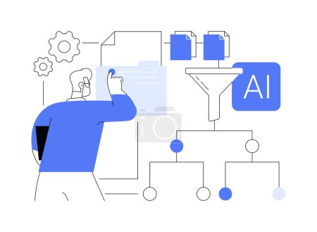 AI-Automated Data Preprocessing abstract concept vector illustration. Análisis de datos. Automatice las tareas de limpieza, transformación y normalización de datos con AI Technology. metáfora abstracta.