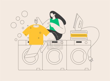 Laundry and dry cleaning abstract concept vector illustration. laundry facilities industry, cleaning and restoration services, pickup and delivery service, small niche business abstract metaphor.