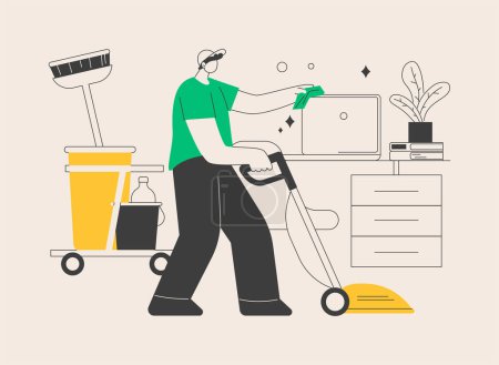 Illustration for Commercial cleaning abstract concept vector illustration. Cleaning industry service, maintenance office cleanup, healthy safe environment, upholstery, sanitation, power washing abstract metaphor. - Royalty Free Image