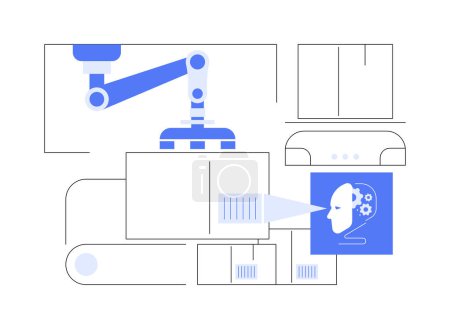Téléchargez les illustrations : AI-Managed Robotics in Supply Chain illustration vectorielle de concept abstrait. Gestion de la chaîne logistique. La robotique basée sur l'IA commande la cueillette, l'emballage et la gestion d'entrepôt. métaphore abstraite. - en licence libre de droit