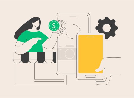 Mobile device trade-in abstract concept vector illustration. Sell old mobile device, trade-in retail operations, leave us your used cell phone, buyback electronics, best deal abstract metaphor.