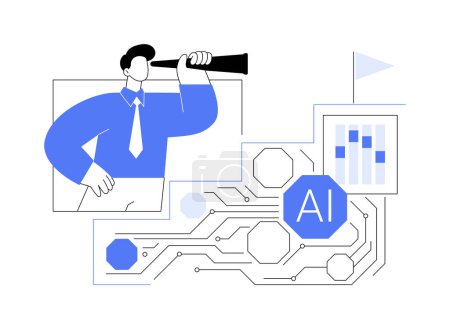 Téléchargez les illustrations : AI-Enhanced Performance Evaluation abstrait concept vectoriel illustration. Ressources humaines. Utiliser l'IA pour fournir une rétroaction et évaluer le rendement des employés. Technologie IA. métaphore abstraite. - en licence libre de droit