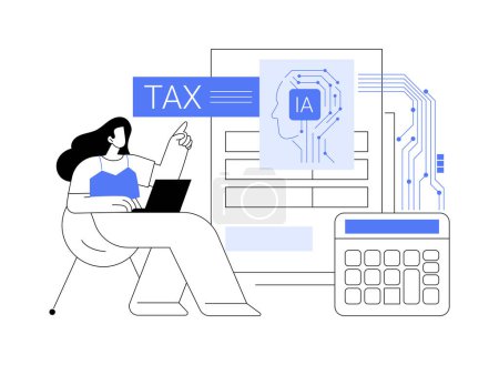 Illustration for AI-Streamlined Tax Preparation abstract concept vector illustration. Finance and Accounting. Automated tax return preparation and submission. AI Technology. abstract metaphor. - Royalty Free Image