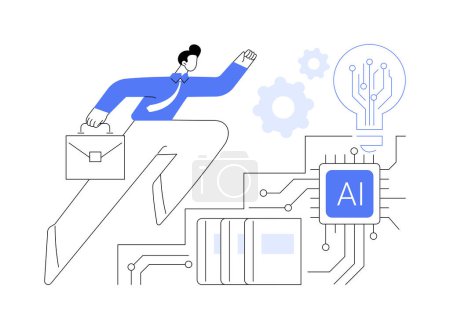 AI-Supported Career Guidance abstract concept vector illustration. Education. Help students make informed career decisions, assessments of skills and interests. AI Technology. abstract metaphor.