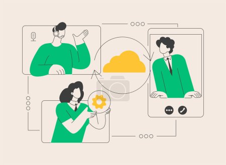Illustration for Unified communication abstract concept vector illustration. Enterprise communications platform, consistent unified user interface, framework for real-time audio video integration abstract metaphor. - Royalty Free Image