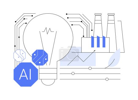 Illustration for AI-Analyzed Energy Consumption abstract concept vector illustration. Manufacturing. Energy consumption patterns analysis, reduce costs and environmental impact. AI Technology. abstract metaphor. - Royalty Free Image