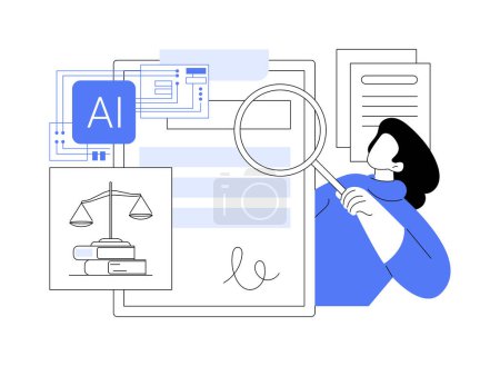 Illustration for AI-Assisted Contract Analysis abstract concept vector illustration. Legal Services. Reviewing and extracting important information from contracts using AI Technology. abstract metaphor. - Royalty Free Image