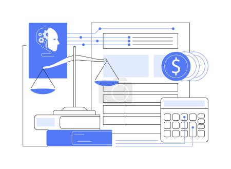 Illustration for AI-Optimized Legal Billing abstract concept vector illustration. Legal Services. Billing accuracy and transparency, time tracking and invoicing. AI Technology. abstract metaphor. - Royalty Free Image