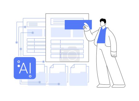 AI-Supported Document Automation abstract concept vector illustration. Legal Services. Generation of legal documents with AI-powered templates and tools. AI Technology. abstract metaphor.