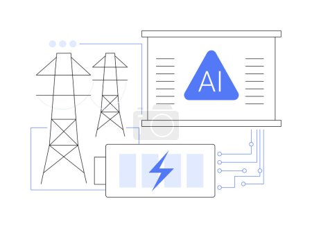 AI-Enhanced Energy Storage Solutions abstract concept vector illustration. Energy. Advanced energy storage batteries, optimize EV charging. Grid stability. AI Technology. abstract metaphor.