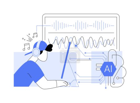 AI-Generated Music Composition illustration vectorielle de concept abstrait. Divertissement. Composez de la musique avec des algorithmes d'IA qui imitent différents styles et genres. Technologie IA. métaphore abstraite.