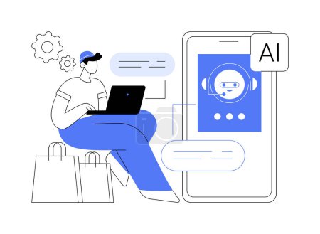 AI-Streamlined Customer Support abstract concept vector illustration. E-commerce. Respond to customer inquiries through AI chatbots and virtual assistants. AI Technology. abstract metaphor.