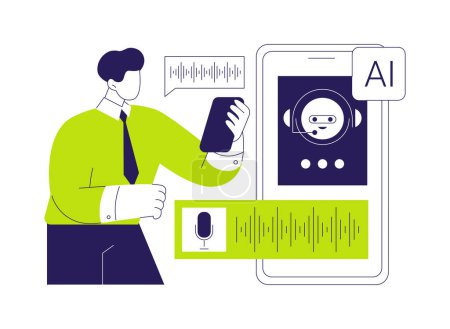 Voice-Activated Customer Support by AI abstract concept vector illustration. Customer Service. Voice recognition, customer support via voice commands. AI Technology. abstract metaphor.