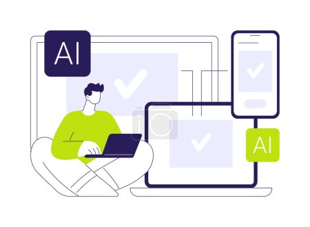 AI-Ensured Multi-Channel Customer Engagement abstract concept vector illustration. Customer Service. Personalized customer experiences across various channels. AI Technology. abstract metaphor.