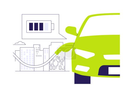 Car charging stations abstract concept vector illustration. Charging electric car process, ecology environment, sustainable urban transportation, vehicle battery indicator abstract metaphor.