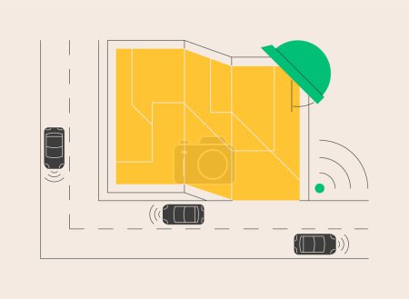 Smart roads construction abstract concept vector illustration. Smart roads technology, IoT city transport, mobility in the urban arena, integration of technologies into highway abstract metaphor.