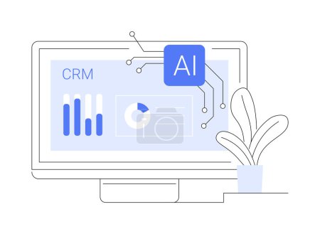 CRM avec AI-Generated Insights illustration vectorielle de concept abstrait. Les ventes. Systèmes de gestion de la relation client avec des informations sur le comportement des clients. Technologie IA. métaphore abstraite.