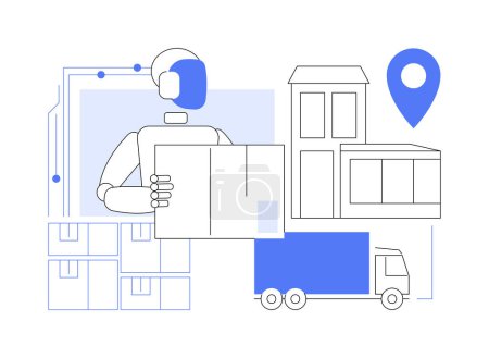 AI-Supported Last-Mile Delivery abstract concept vector illustration. Transportation and Logistics. AI route planning and package tracking. Shipping logistics AI Technology. abstract metaphor.