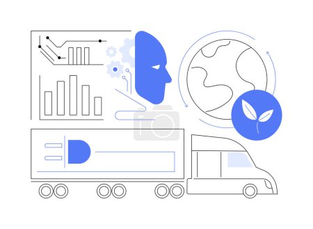 AI-Analyzed Sustainability in Transportation abstract concept vector illustration. Transportation and Logistics. Reduce the environmental impact using AI-driven insights. abstract metaphor.