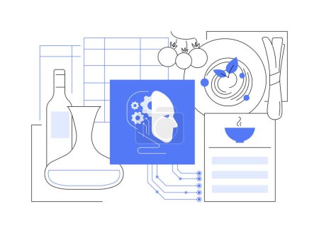 AI-Supported Food and Beverage Management abstract concept vector illustration. Hospitality. Optimize menu offerings and inventory with AI-driven analytics. AI Technology. abstract metaphor.