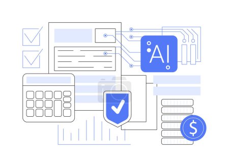 AI-Streamlined Claims Processing abstract concept vector illustration. Insurance. Claims handling automation, damage assessment and process payments with AI Technology. abstract metaphor.