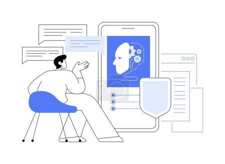 AI-Backed Customer Support abstract concept vector illustration. Insurance. Efficient customer support with AI chatbots and virtual assistants. AI Technology. abstract metaphor.