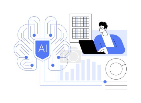 AI-Enhanced Actuarial Science abstraktes Konzept Vektor Illustration. Versicherungen. Risikobewertung, Berechnungen und Vorhersagen mit fortschrittlichen KI-Modellen. KI-Technologie. abstrakte Metapher.