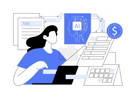 AI-Backed Tax Planning abstract concept vector illustration. Personal Finance. Maximize tax efficiency with AI algorithms, identify potential deductions. AI Technology. abstract metaphor.