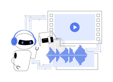 Ilustración de vector de concepto abstracto de puntuación de película optimizada para IA. Arte y creatividad. Partitura de películas y producciones de vídeo con música compuesta por IA y efectos de sonido. Tecnología AI. metáfora abstracta.
