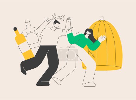 Social behaviour abstract concept vector illustration. Anti-social behaviour, youth abuse, gang fighting, riots, drinking alcohol, troubled teenager, bullying, domestic violence abstract metaphor.