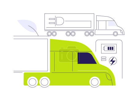 Semirremolques y camiones tractor concepto abstracto vector ilustración. Carro tractor eléctrico moderno en la calle, medio ambiente ecológico, transporte urbano industrial sostenible metáfora abstracta.