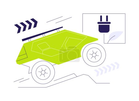 Illustration for Off-road electric vehicles abstract concept vector illustration. Eco-friendly off-road car, modern electric vehicle on road, ecology industry, sustainable industrial transport abstract metaphor. - Royalty Free Image