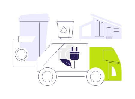 Illustration for Electric garbage truck abstract concept vector illustration. Electric garbage truck on the street, ecology environment, sustainable industrial transport, modern vehicle abstract metaphor. - Royalty Free Image