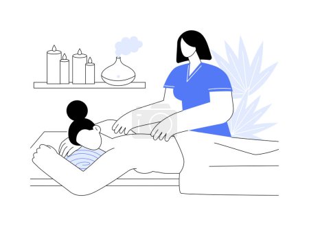 Relaxing massage isolated cartoon vector illustrations. Professional masseur makes massage to client in spa salon, people lifestyle, appearance care, wellness procedures day vector cartoon.