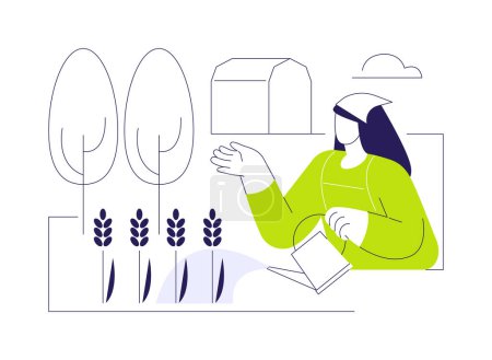 Agroforstwirtschaft abstraktes Konzept Vektor Illustration. Gruppe verschiedener Landwirte, die Bäume und Feldfrüchte anbauen, nachhaltige Landwirtschaft, Präzisionslandwirtschaft, agroökologisches System abstrakte Metapher.
