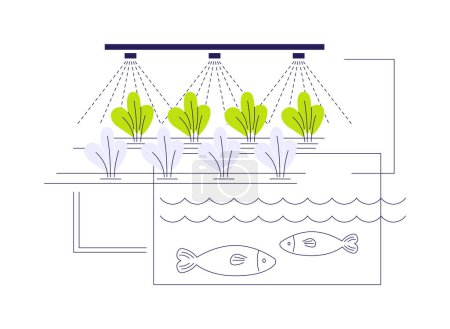 Aquaponics abstrait concept vectoriel illustration. Système aquaponique portable avec poissons, agroécologie, agriculture durable, agriculture intelligente, agriculture de précision métaphore abstraite.